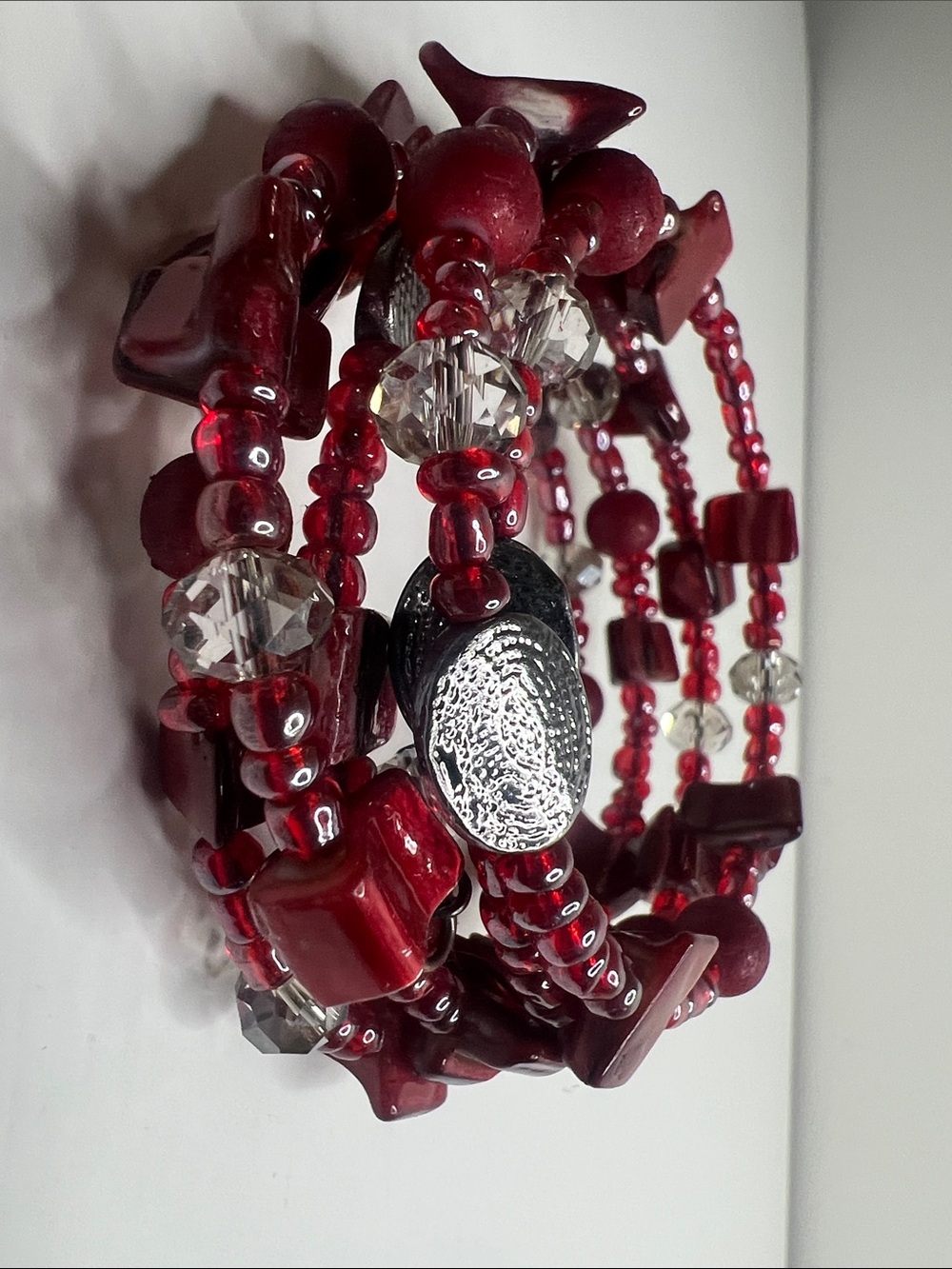 Red Beaded Multi-Strand Women's Bracelet